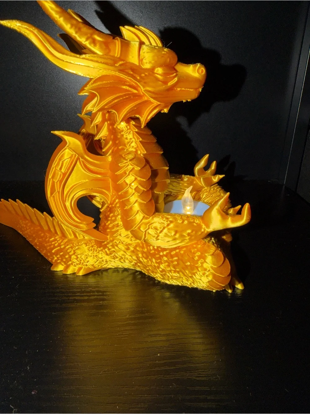 Golden Dragon Tealight Holder - Gold Home Accent